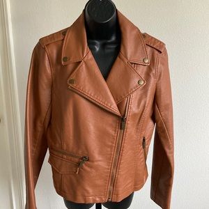 🚨NWT🚨 NY&Company Cognac Faux Leather Moto Jacket